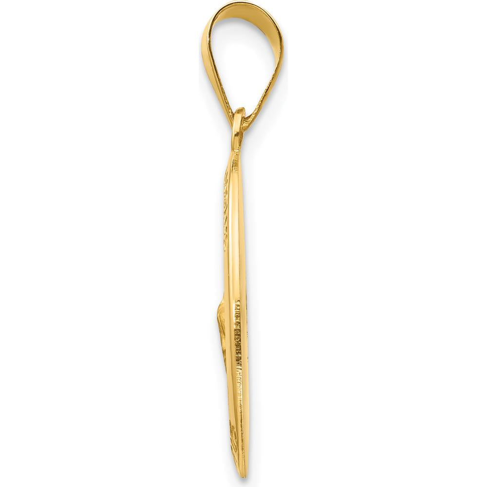 14K Yellow Gold St. Jude Thaddeus Medal Oval Pendant with Satin Finish - Religious Jewelry Charm by Oro Pregiato