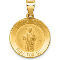 14K Yellow Gold St. Jude Thaddeus Medal Pendant with Polished and Satin Finish - 27mm Length by Oro Pregiato