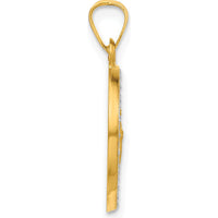 14K Yellow Gold St. Jude Thaddeus Medal Round Charm with White Rhodium Accents by Oro Pregiato