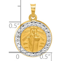 14K Yellow Gold St. Jude Thaddeus Medal Round Charm with White Rhodium Accents by Oro Pregiato