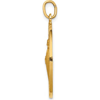 14K Yellow Gold St. Jude Thaddeus Medal Round Pendant - Polished and Satin Finish by Oro Pregiato