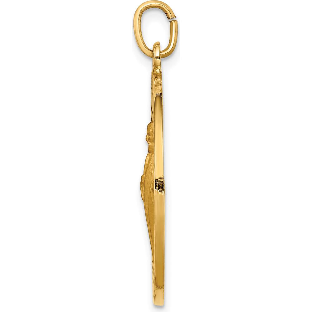 14K Yellow Gold St. Jude Thaddeus Medal Round Pendant - Polished and Satin Finish by Oro Pregiato