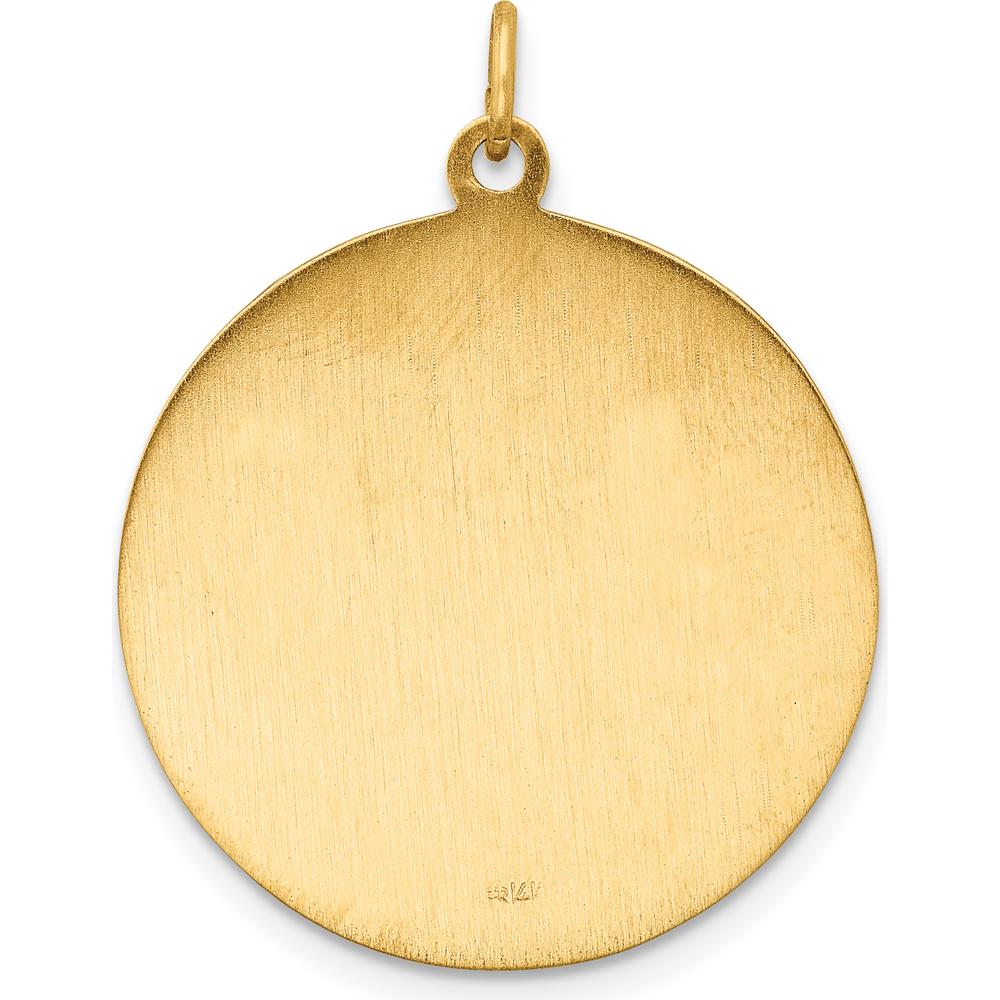 14K Yellow Gold St. Jude Thaddeus Medal Round Pendant - Polished and Satin Finish by Oro Pregiato