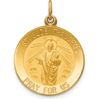 14K Yellow Gold St. Jude Thaddeus Polished and Satin Round Pendant by Oro Pregiato