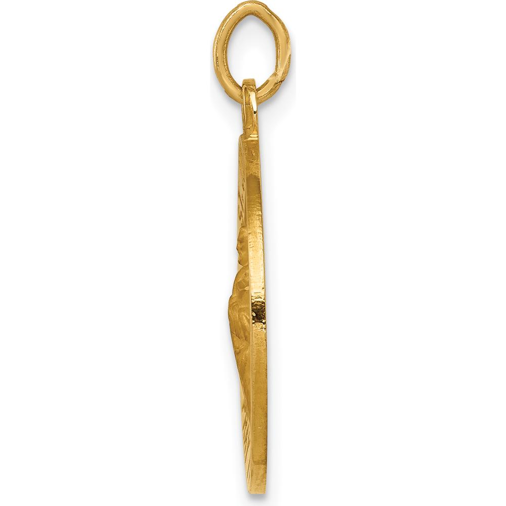 14K Yellow Gold St. Jude Thaddeus Polished and Satin Round Pendant by Oro Pregiato