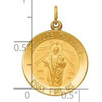 14K Yellow Gold St. Jude Thaddeus Polished and Satin Round Pendant by Oro Pregiato