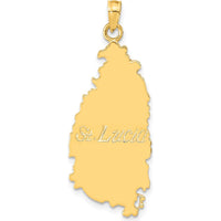14K Yellow Gold St. Lucia Island Map Pendant with Polished Finish by Oro Pregiato