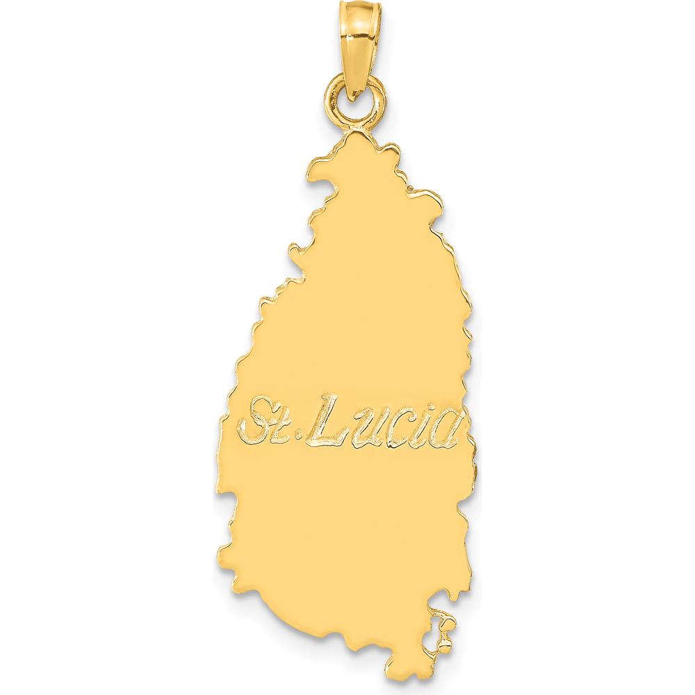14K Yellow Gold St. Lucia Island Map Pendant with Polished Finish by Oro Pregiato