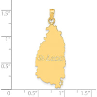 14K Yellow Gold St. Lucia Island Map Pendant with Polished Finish by Oro Pregiato