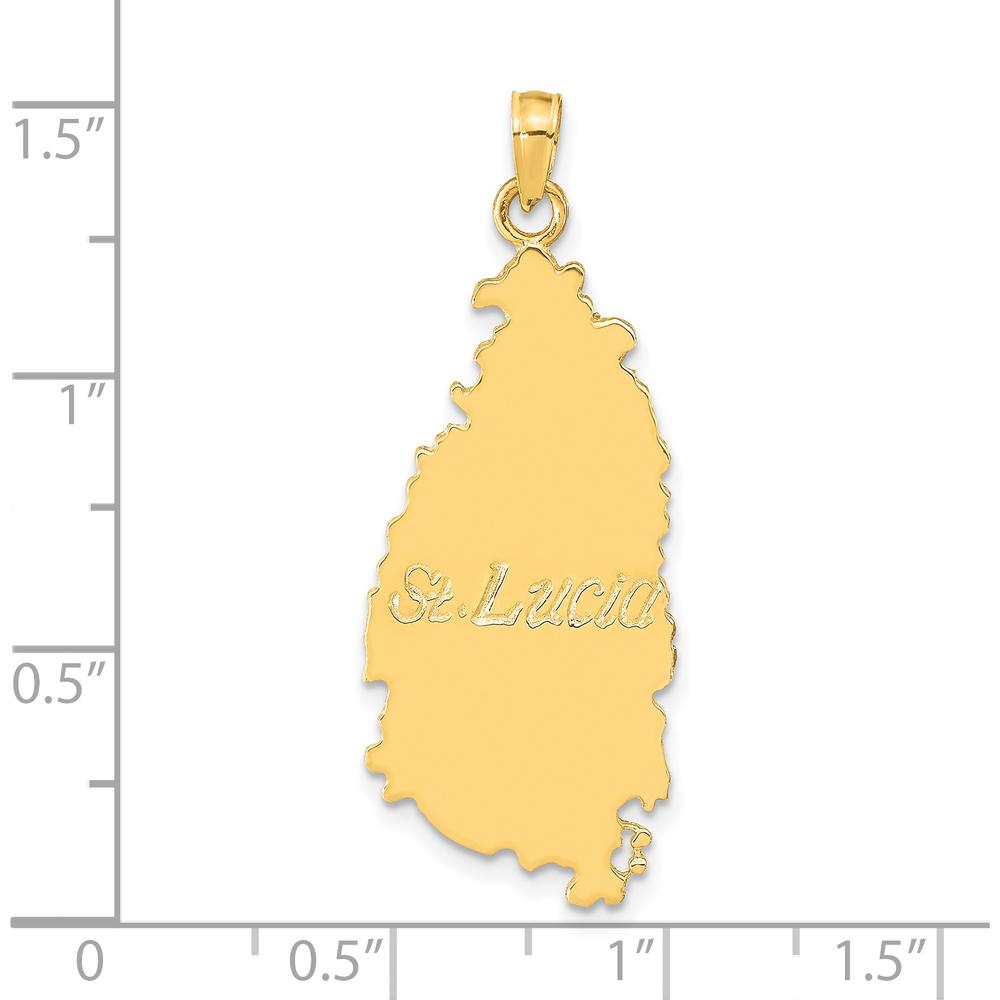 14K Yellow Gold St. Lucia Island Map Pendant with Polished Finish by Oro Pregiato