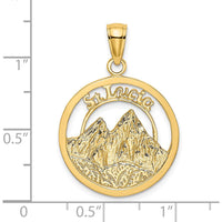 14K Yellow Gold St. Lucia Twin Pitons Charm with Textured Finish - 26.05mm Length by Oro Pregiato