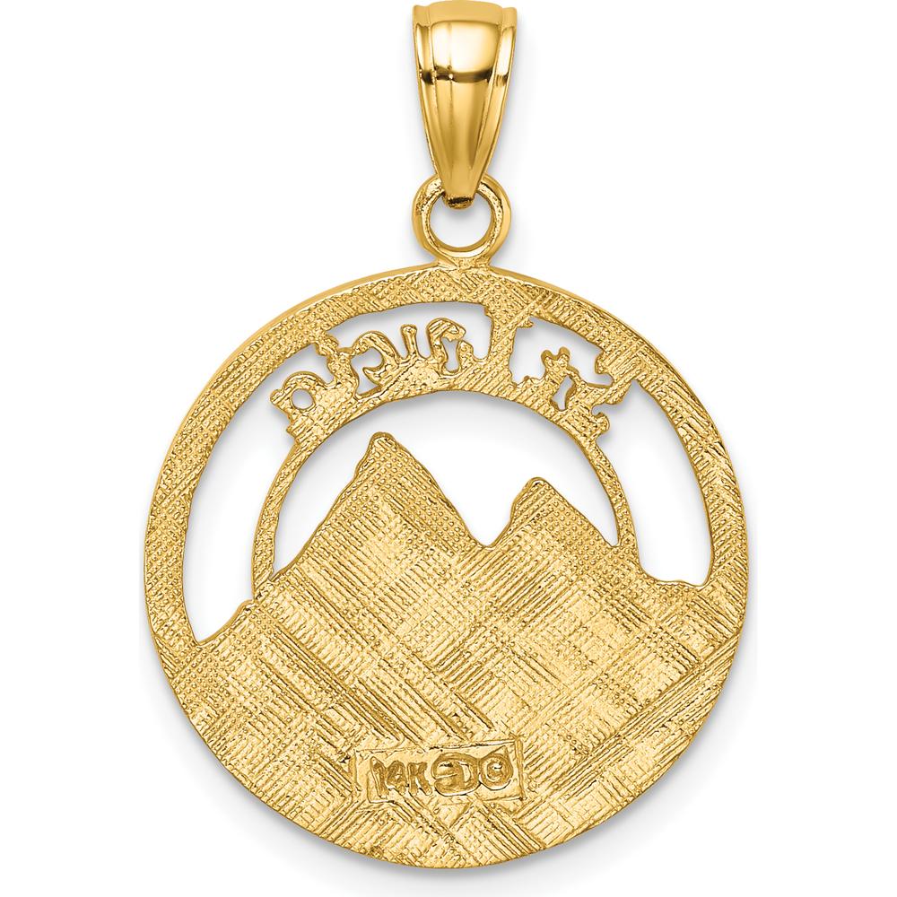 14K Yellow Gold St. Lucia Twin Pitons Charm with Textured Finish - 26.05mm Length by Oro Pregiato