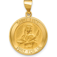 14K Yellow Gold St. Lucy Medal Pendant with Satin and Polished Finish by Oro Pregiato