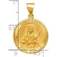 14K Yellow Gold St. Lucy Medal Pendant with Satin and Polished Finish by Oro Pregiato