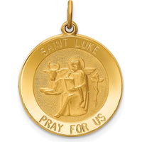 14K Yellow Gold St. Luke Medal Pendant with Satin Finish - Spiritual Charm by Oro Pregiato
