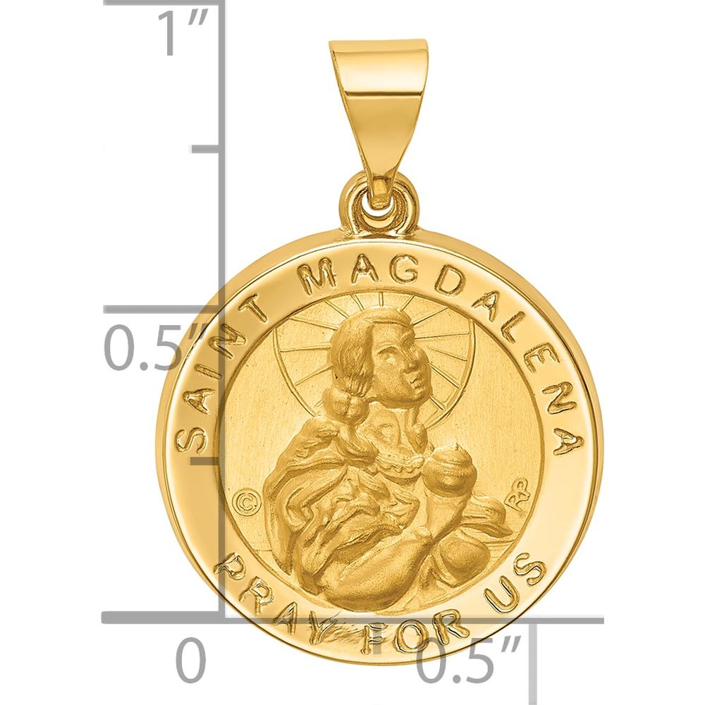 14K Yellow Gold St. Magdalena Medal Pendant with Polished and Satin Finish by Oro Pregiato