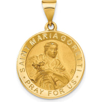 14K Yellow Gold St. Maria Goretti Medal Pendant with Polished and Satin Finish by Oro Pregiato