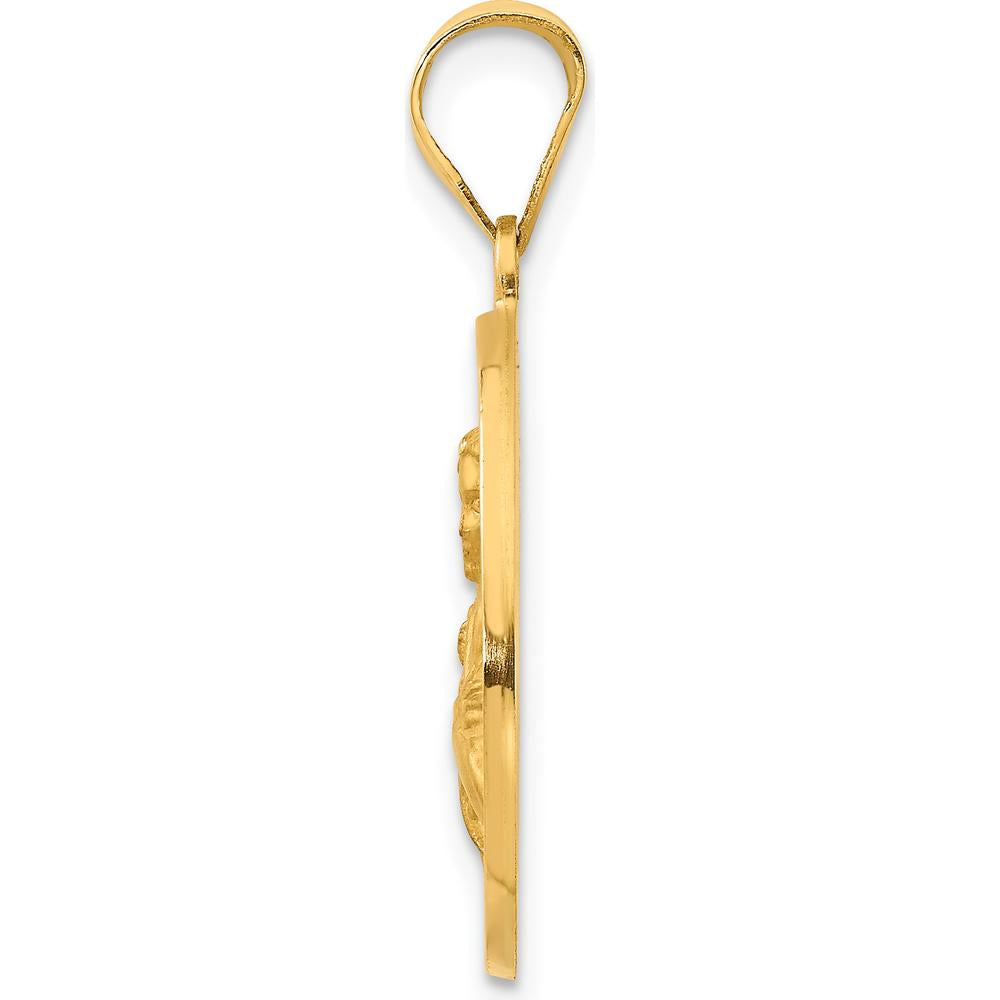 14K Yellow Gold St. Maria Goretti Medal Pendant with Polished and Satin Finish by Oro Pregiato