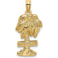 14K Yellow Gold St. Martin Palm Tree Pendant Charm - Beach Vacation Inspired by Oro Pregiato