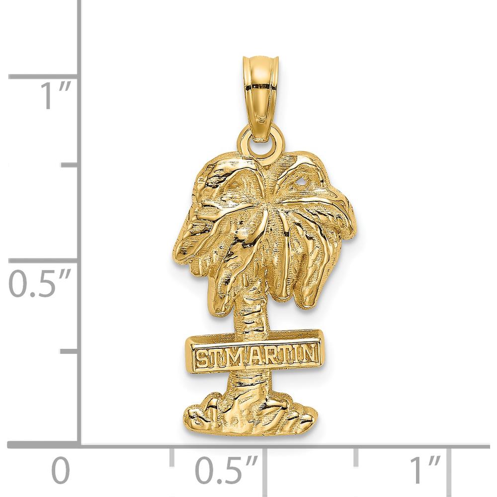 14K Yellow Gold St. Martin Palm Tree Pendant Charm - Beach Vacation Inspired by Oro Pregiato