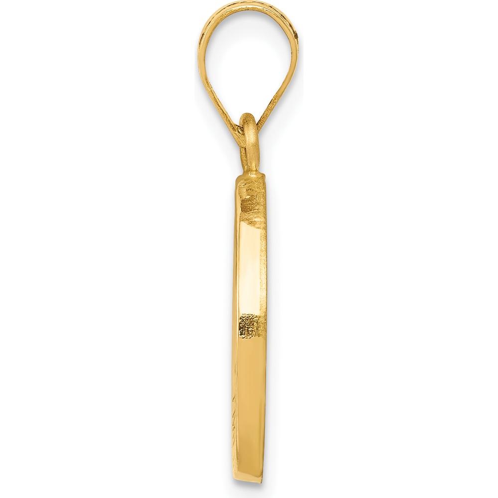 14K Yellow Gold St. Matthew Hollow Round Pendant - 17mm Length by Oro Pregiato