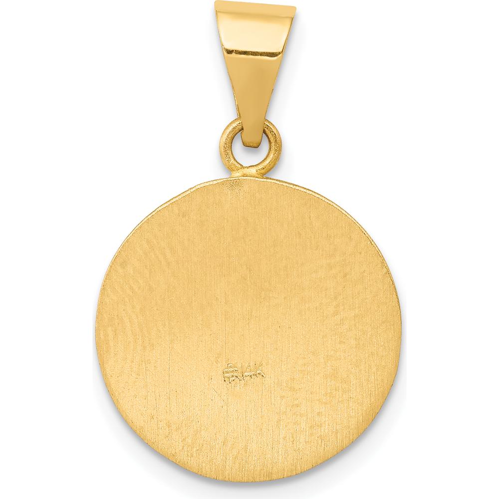 14K Yellow Gold St. Matthew Hollow Round Pendant - 17mm Length by Oro Pregiato