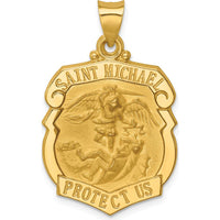 14K Yellow Gold St. Michael Hollow Medal Pendant - 28mm Length by Oro Pregiato