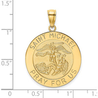 14K Yellow Gold St. Michael Medal Pendant with Polished and Satin Finish - 28.6mm Length by Oro Pregiato