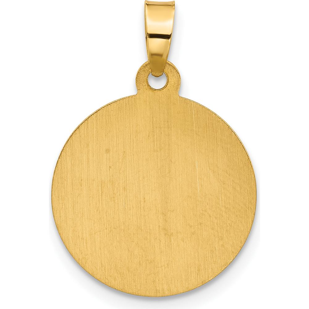 14K Yellow Gold St. Michael Round Pendant with Rhodium Accents - Satin Finish by Oro Pregiato