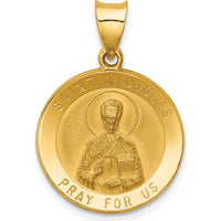 14K Yellow Gold St. Nicholas Hollow Round Pendant with Polished and Satin Finish by Oro Pregiato