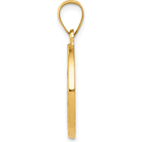 14K Yellow Gold St. Nicholas Hollow Round Pendant with Polished and Satin Finish by Oro Pregiato