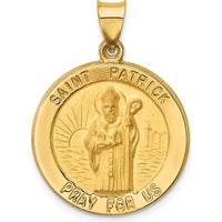 14K Yellow Gold St. Patrick Round Pendant with Polished and Satin Finish - 25mm by Oro Pregiato