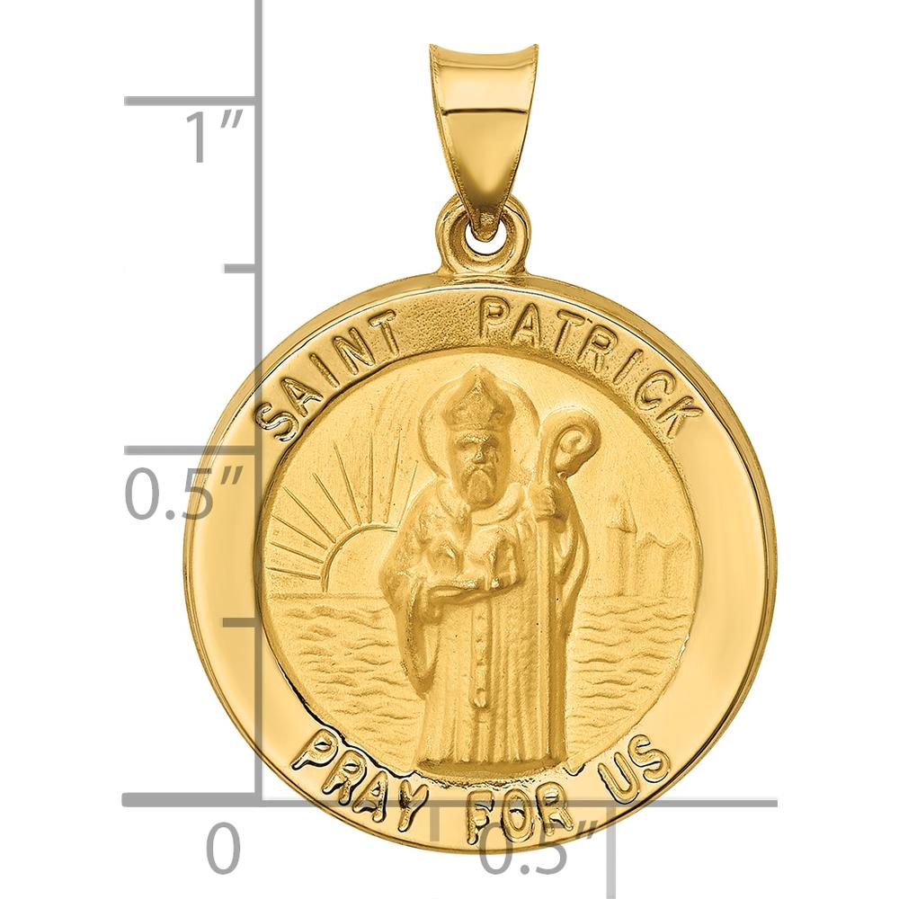 14K Yellow Gold St. Patrick Round Pendant with Polished and Satin Finish - 25mm by Oro Pregiato