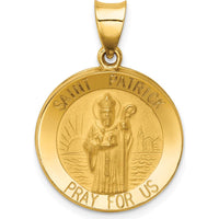 14K Yellow Gold St. Patrick Round Pendant with Polished and Satin Finish by Oro Pregiato