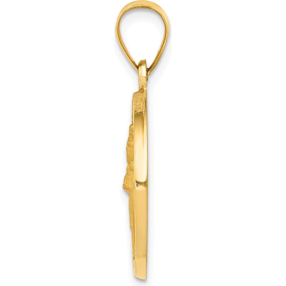 14K Yellow Gold St. Patrick Round Pendant with Polished and Satin Finish by Oro Pregiato