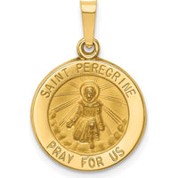 14K Yellow Gold St. Peregrine Medal Pendant with Polished and Satin Finish - 18mm x 15mm by Oro Pregiato