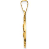 14K Yellow Gold St. Peregrine Medal Pendant with Polished and Satin Finish - 18mm x 15mm by Oro Pregiato