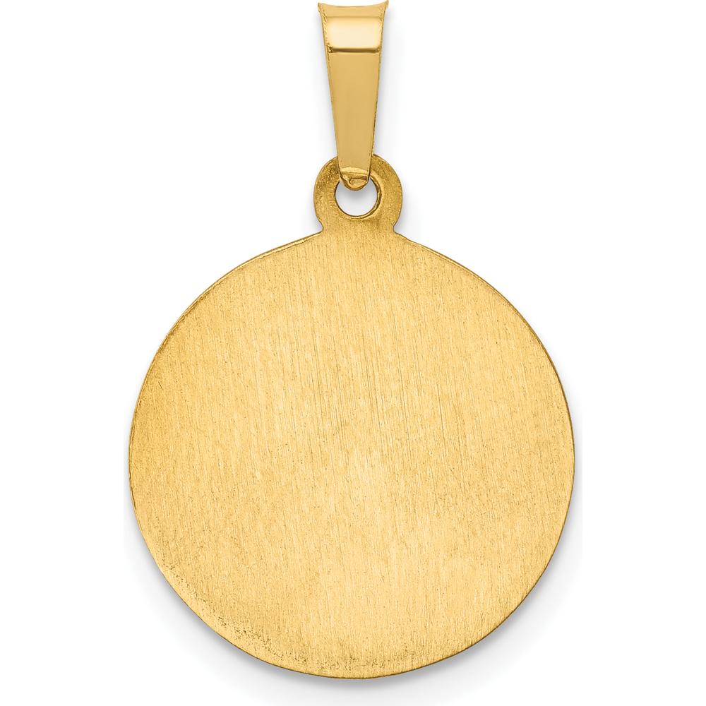 14K Yellow Gold St. Peregrine Medal Pendant with Polished and Satin Finish - 18mm x 15mm by Oro Pregiato