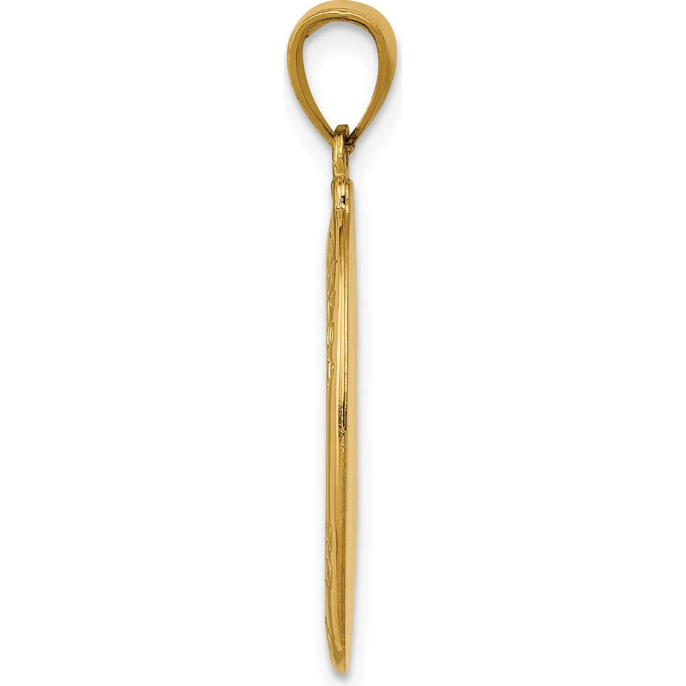 14K Yellow Gold St. Theresa Medal Oval Pendant with Polished and Satin Finish - 29mm Length by Oro Pregiato