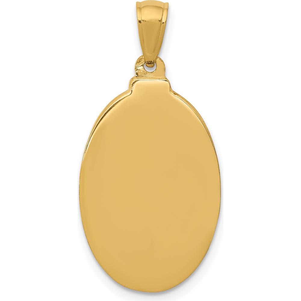 14K Yellow Gold St. Theresa Medal Oval Pendant with Polished and Satin Finish - 29mm Length by Oro Pregiato