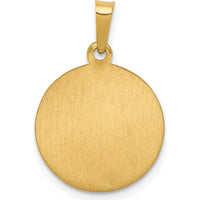 14K Yellow Gold St Theresa Medal Round Pendant - Polished and Satin Finish, Hollow Design by Oro Pregiato