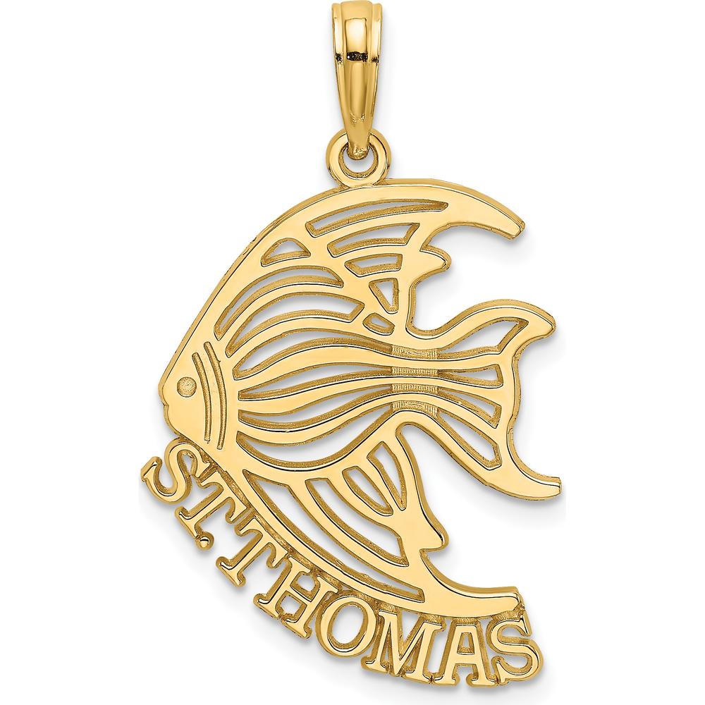 14K Yellow Gold St. Thomas Angelfish Pendant Charm by Oro Pregiato