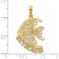 14K Yellow Gold St. Thomas Angelfish Pendant Charm by Oro Pregiato