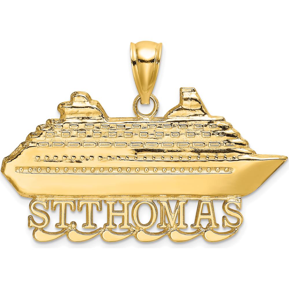 14K Yellow Gold St. Thomas Cruise Ship Charm - Polished Finish by Oro Pregiato