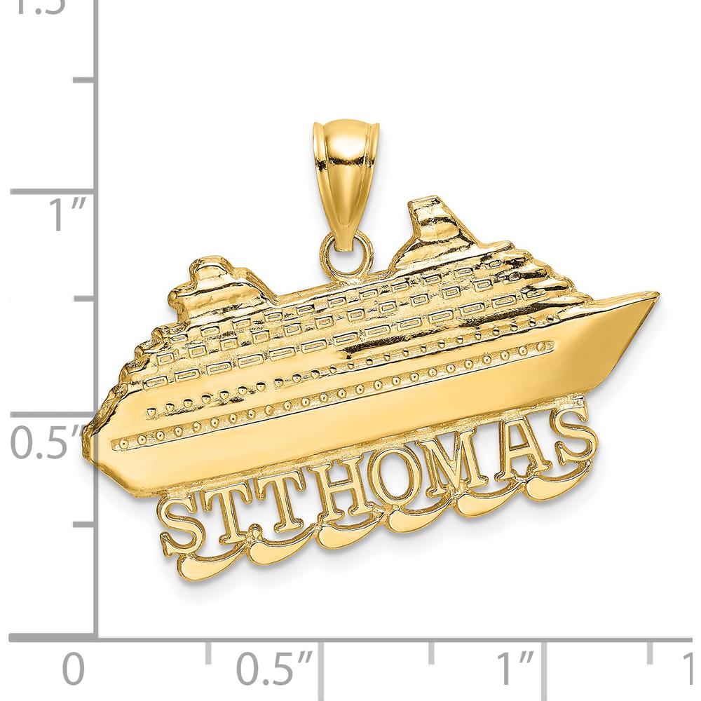 14K Yellow Gold St. Thomas Cruise Ship Charm - Polished Finish by Oro Pregiato