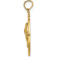 14K Yellow Gold St. Thomas Dolphin Round Pendant Charm by Oro Pregiato