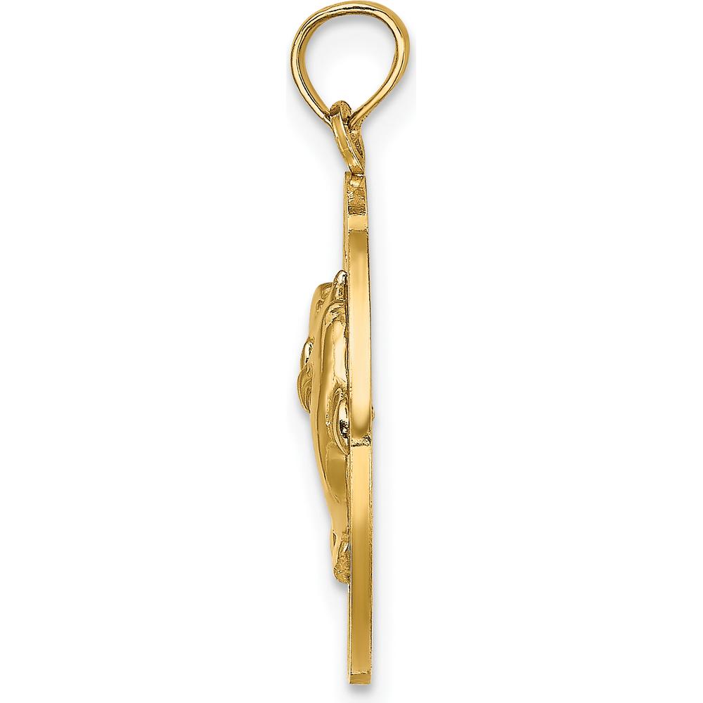 14K Yellow Gold St. Thomas Dolphin Round Pendant Charm by Oro Pregiato