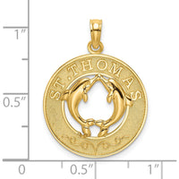 14K Yellow Gold St. Thomas Dolphin Round Pendant Charm by Oro Pregiato