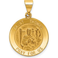 14K Yellow Gold St. Thomas Medal Round Pendant with Polished and Satin Finish by Oro Pregiato
