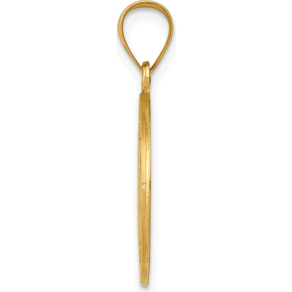 14K Yellow Gold St. Thomas Medal Round Pendant with Polished and Satin Finish by Oro Pregiato
